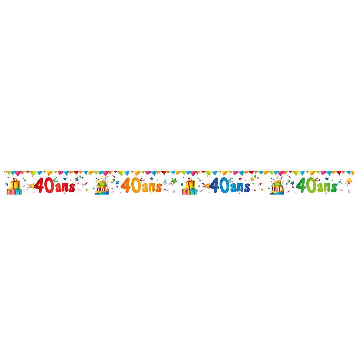 Bannière 40 ans en papier - 4 x 60 cm - Multicolore Bannière 40 ans en papier - 4 x 60 cm - Multicolore