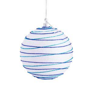 Boule de Noël - Plastique - Ø 10 cm - Blanc et bleu