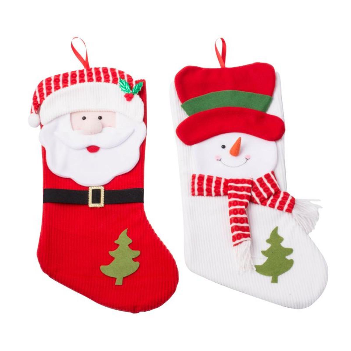 Chaussette de Noël - 54 cm - Différents modèles - Rouge, vert, blanc Chaussette de Noël - 54 cm - Différents modèles - Rouge, vert, blanc