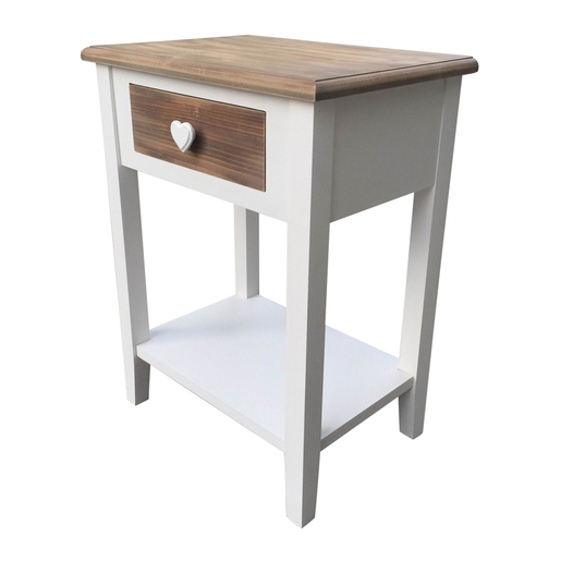 Table De Chevet Mdf Bois Blanc Marron Meubles De Salon