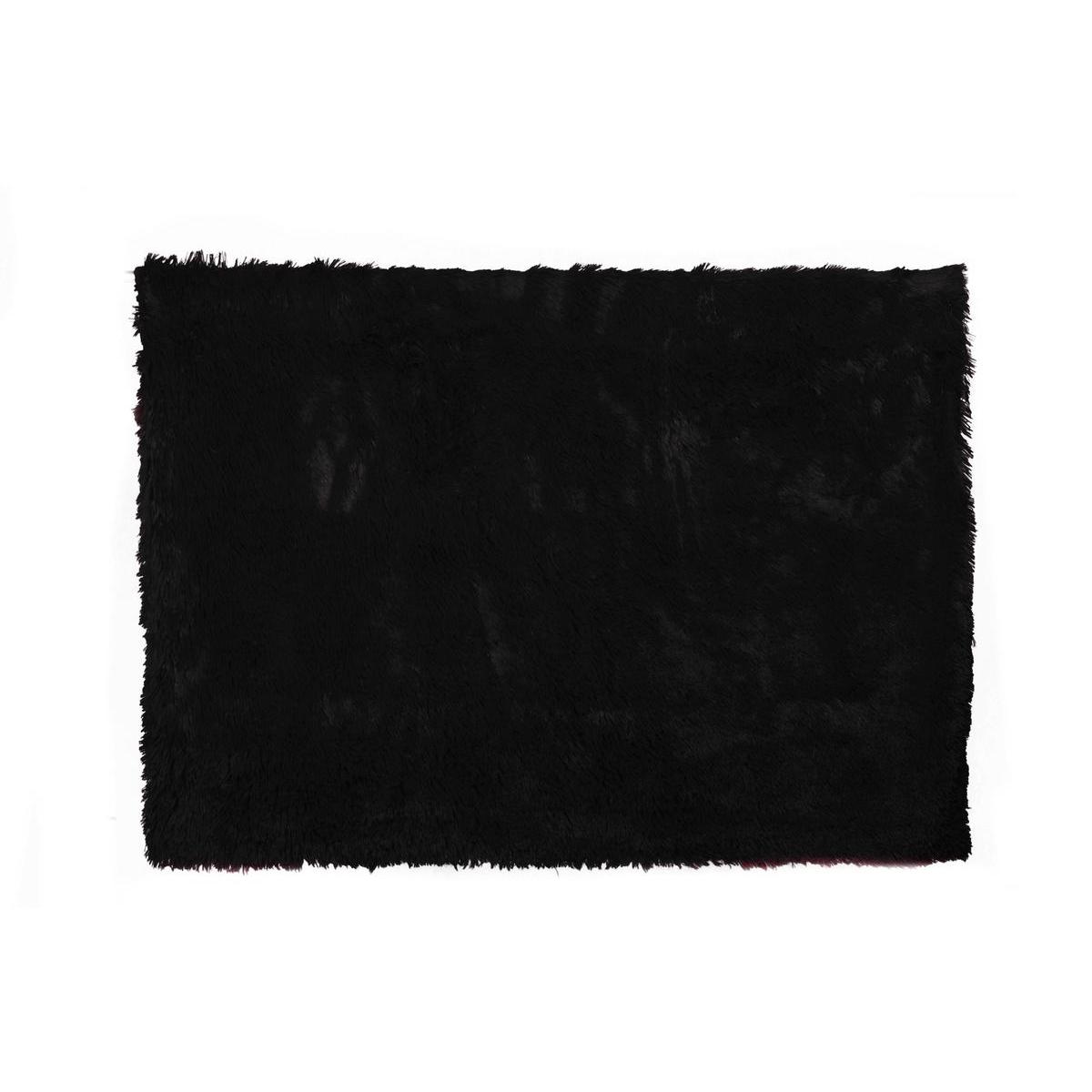Plaid shaggy - 100% polyester - Noir Plaid shaggy - 100% polyester - Noir