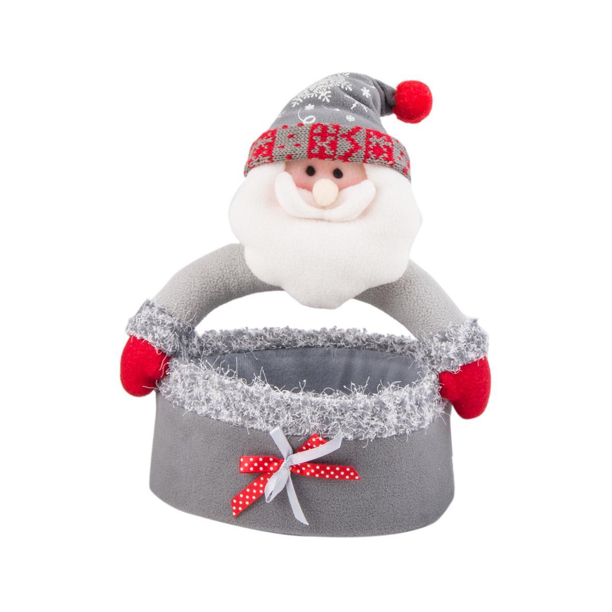 Panier de Noël - Polyester - 23 x 16 x H 27 cm - Gris, blanc et rouge Panier de Noël - Polyester - 23 x 16 x H 27 cm - Gris, blanc et rouge