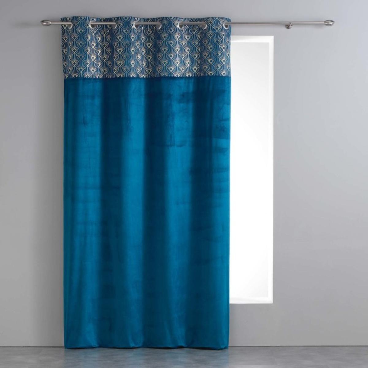 rideau a œillets graphigold 140 x 240 cm bleu rideaux et voilages la foir fouille
