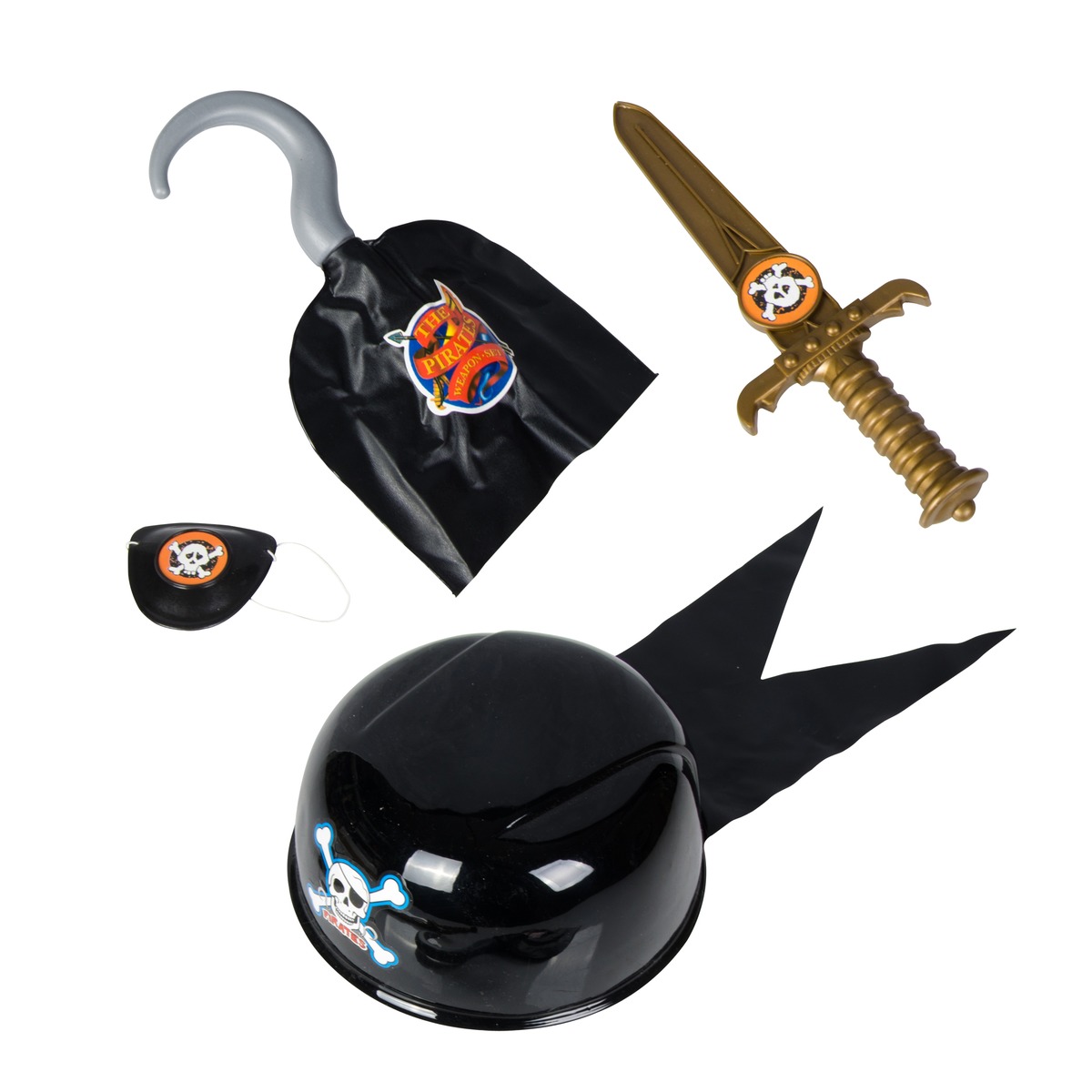 Lot de 4 accessoires de pirate - Noir, Marron, Gris Lot de 4 accessoires de pirate - Noir, Marron, Gris