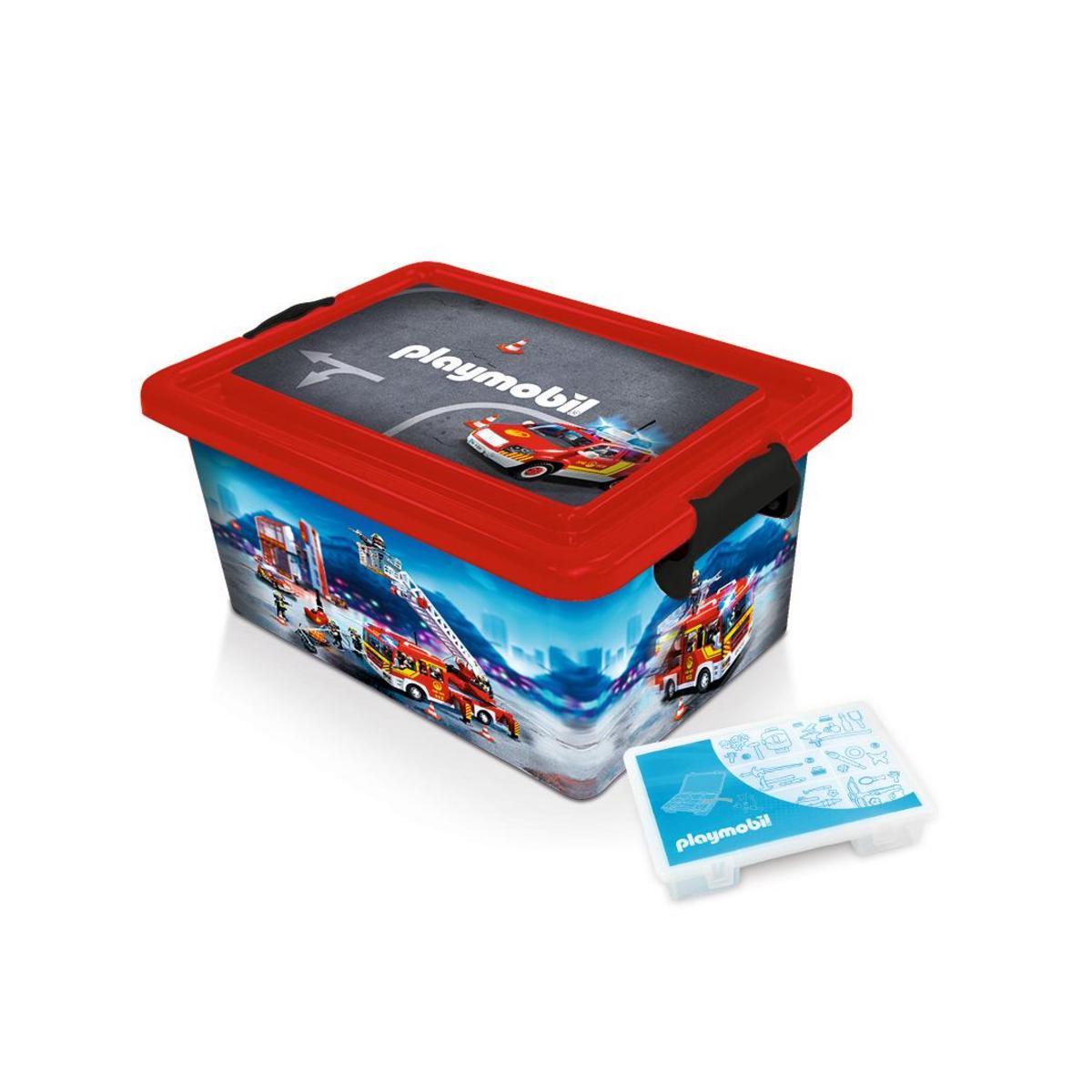 Boîte de rangement Playmobil Pompier - Plastique - 40 x 34 x H 17 cm -  Multicolore
