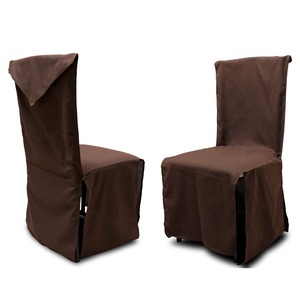Housse de chaise en coton recyclé uni - 46 x 45 x H 105 cm - marron chocolat