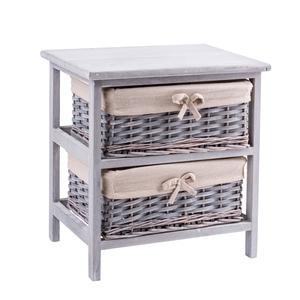 Meuble 2 paniers - Paulownia - 40 x 29 x H 41 cm - Gris