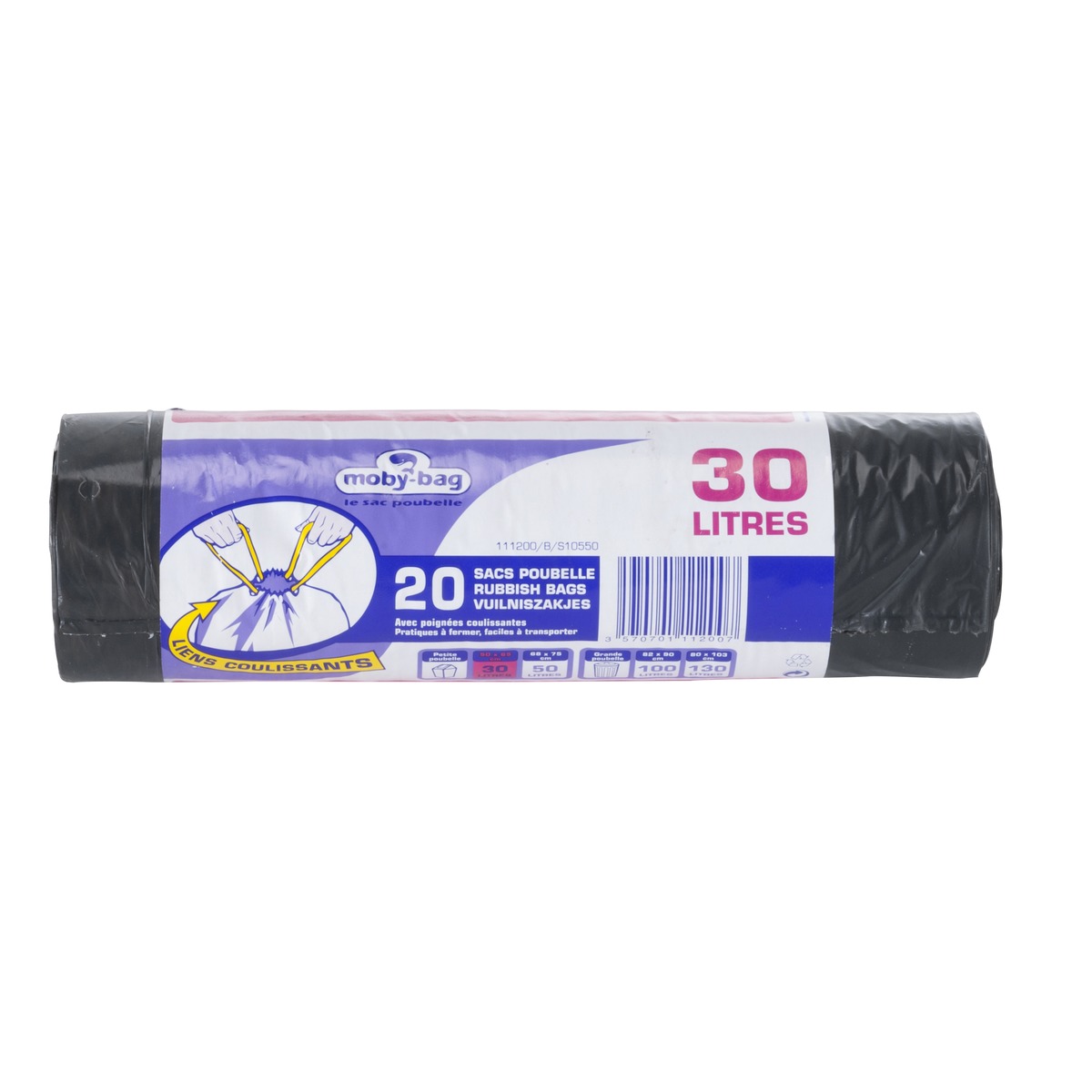 Lot de 20 sacs poubelle en plastique - 30 L - Transparent