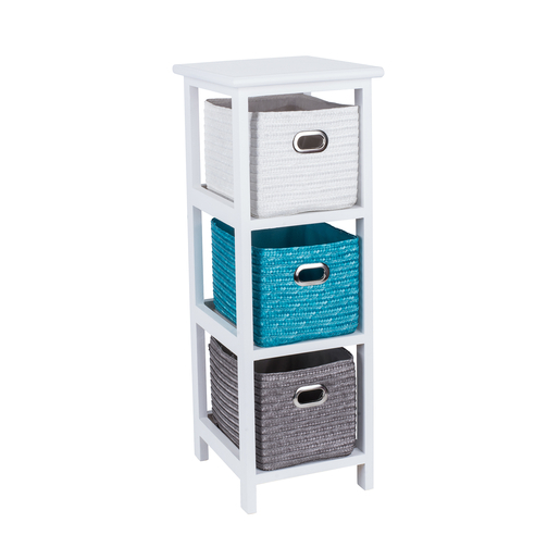 Meuble Panier 3 Tiroirs 25 X 29 X H 68 5 Cm Gris Et Blanc
