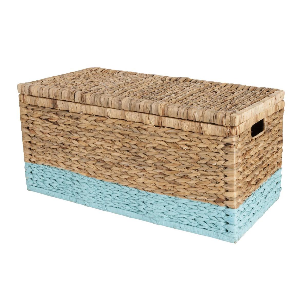 Malle avec couvercle - 74 x 38 x H 36 cm - Turquoise ou marine Malle avec couvercle - 74 x 38 x H 36 cm - Turquoise ou marine