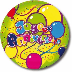 Lot de 8 assiettes Joyeux anniversaire en carton avec film plastique - 23 cm - Multicolore