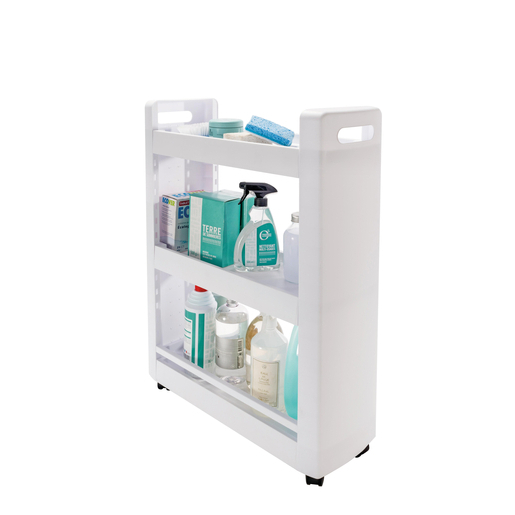 Desserte A Roulettes 3 Etageres Modulables Blanc Rangement