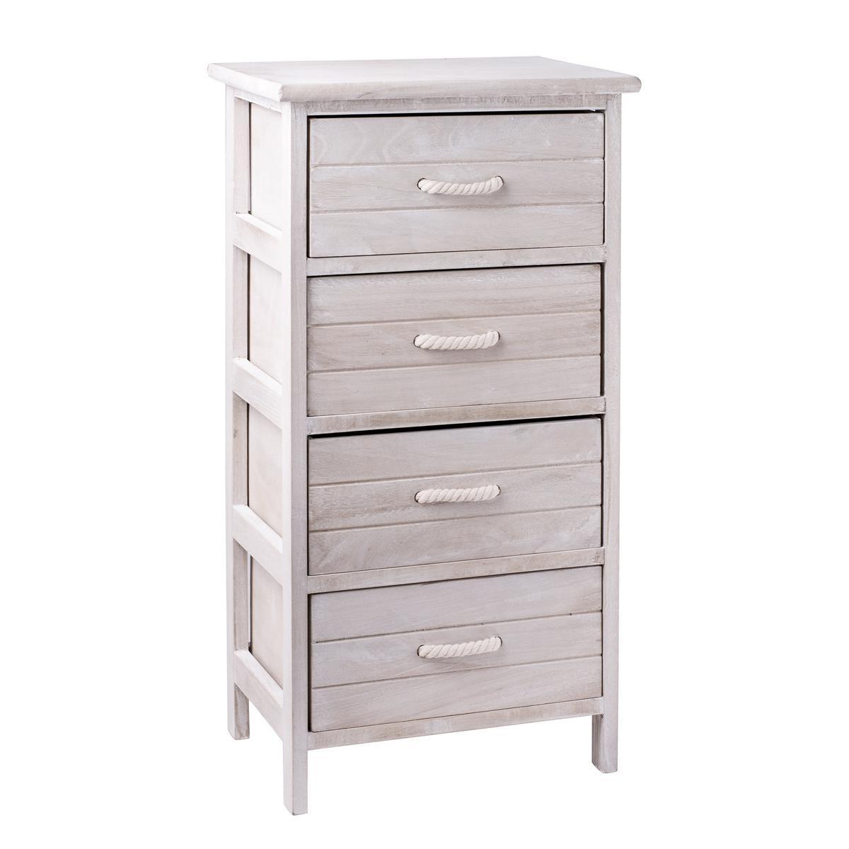 Meuble 4 tiroirs - MDF et paulownia - 37 x 27 x H 69 cm - Gris Meuble 4 tiroirs - MDF et paulownia - 37 x 27 x H 69 cm - Gris