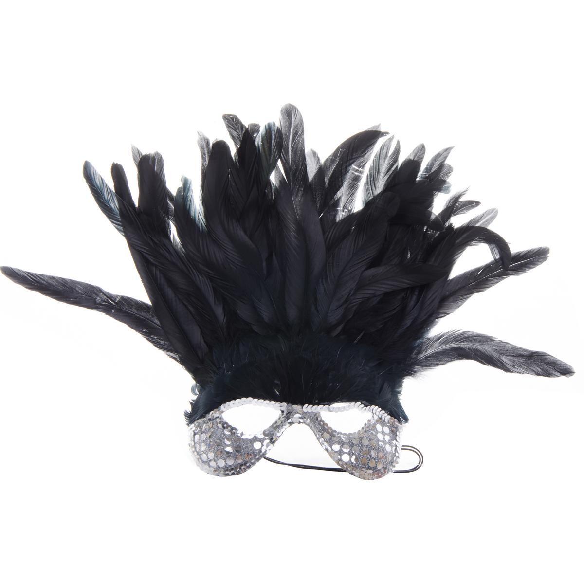 Masque avec houppette en plumes - 20 x 30 cm - Différents modèles Masque avec houppette en plumes - 20 x 30 cm - Différents modèles