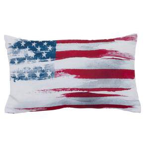 Coussin drapeau USA - 100 % Polyester - 30 x 50 cm - Bleu, rouge et blanc