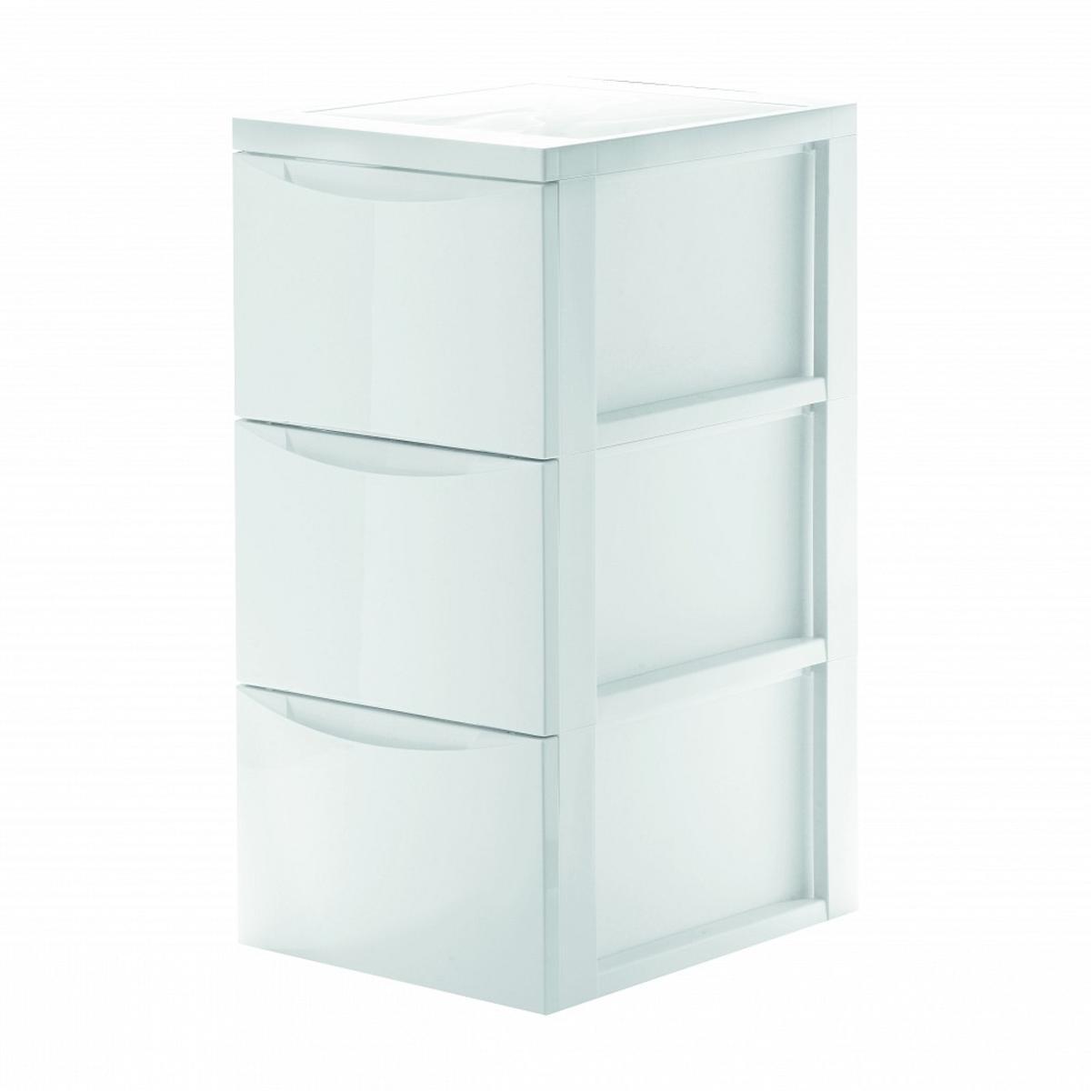 Tour de rangement plastique 3 tiroirs format A4 blanc STONE - Centrakor