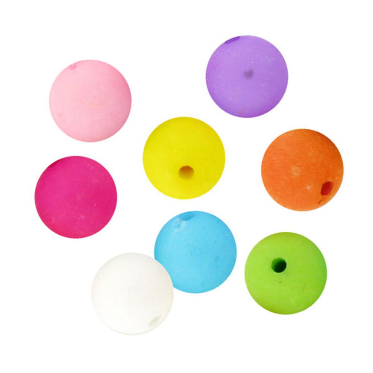 Perles acryliques mates 8 couleurs 48 g - 14 mm - Multicolore