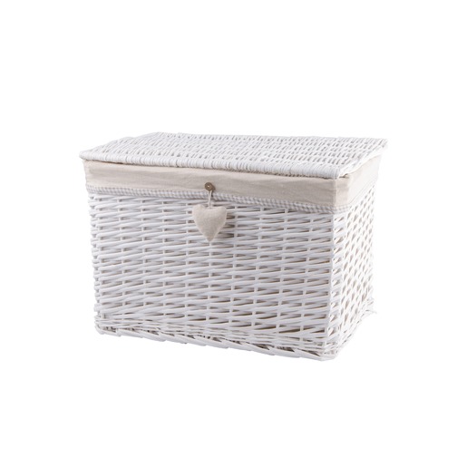 Malle En Osier 50 X 30 X H 30 Cm Blanc Beige Paniers Et