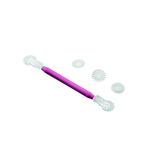 roulette à pâte à sucre avec accessoire - plastique - rose