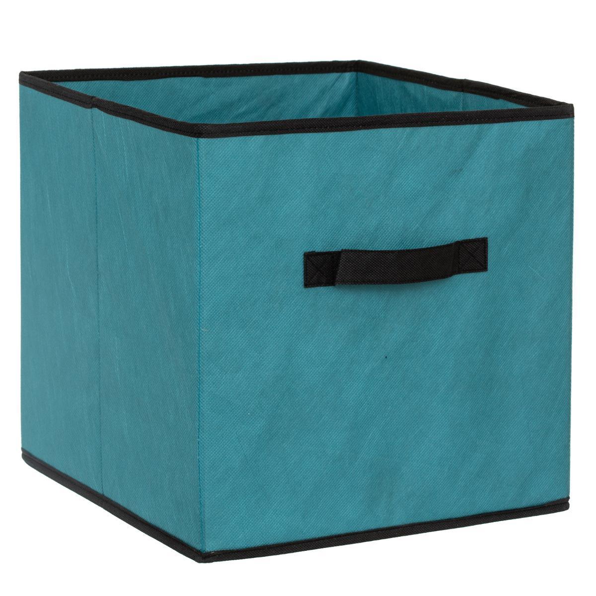 2x boîtes de rangement, carrées; en tissu, Cubique, 30x30x30 cm, vert