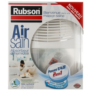 Rubson absorbeur d'humidité Air Sain + 1 recharge prévention moisissures acariens