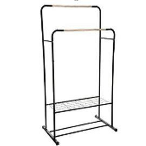 Portant A Vetements Double 80 X 50 X 150 Cm Noir Rangement Plastique La Foir Fouille