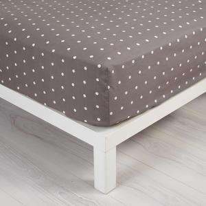 Drap-housse 2 personnes - 160 x 200 cm - Marron taupe et blanc