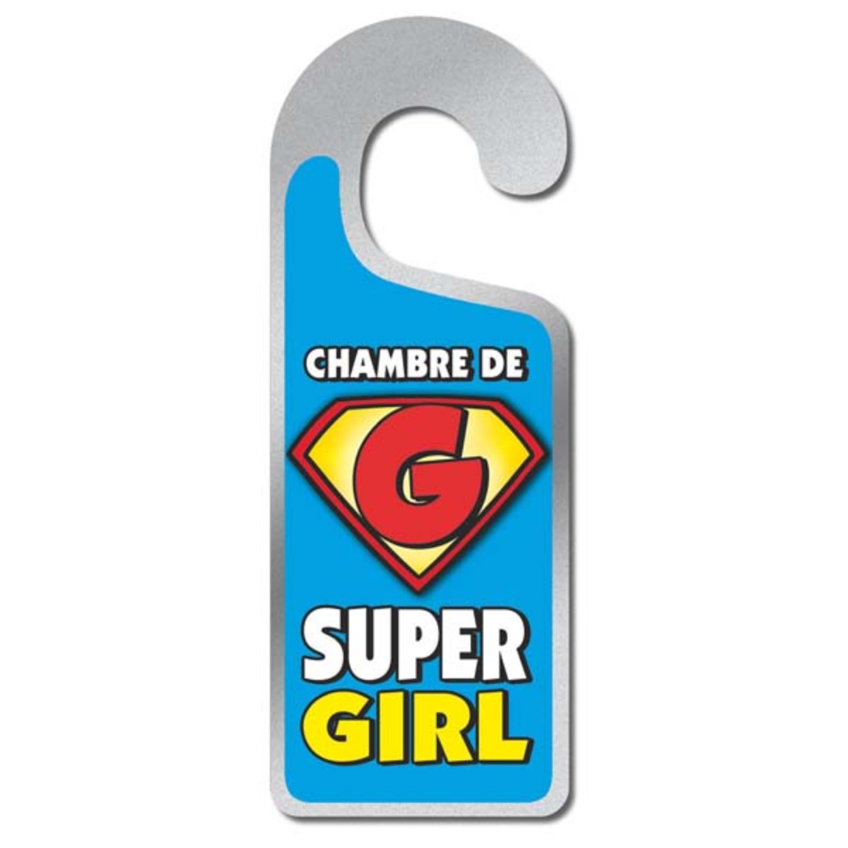 Plaque de porte - Chambre de super girl - 8 x 20 cm