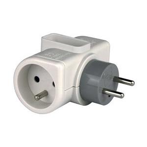 Triplite rotative 180° - Plastique et métal - 8,2 x 8,2 x 5 cm - Blanc