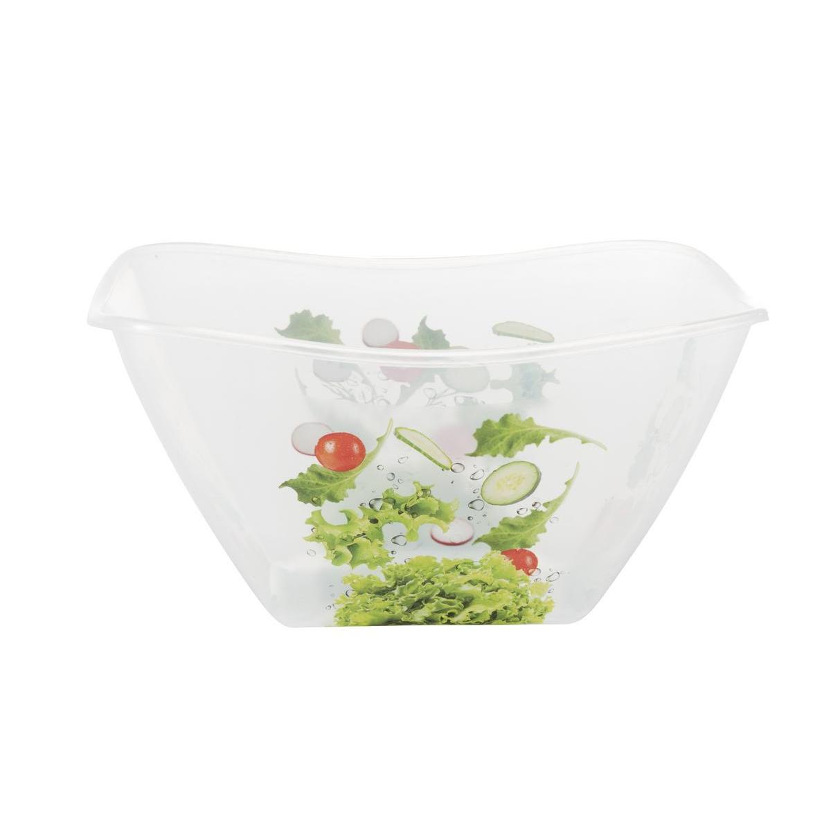 Saladier décoré - Plastique - Ø 26 x H 13 cm - Transparent Saladier décoré - Plastique - Ø 26 x H 13 cm - Transparent