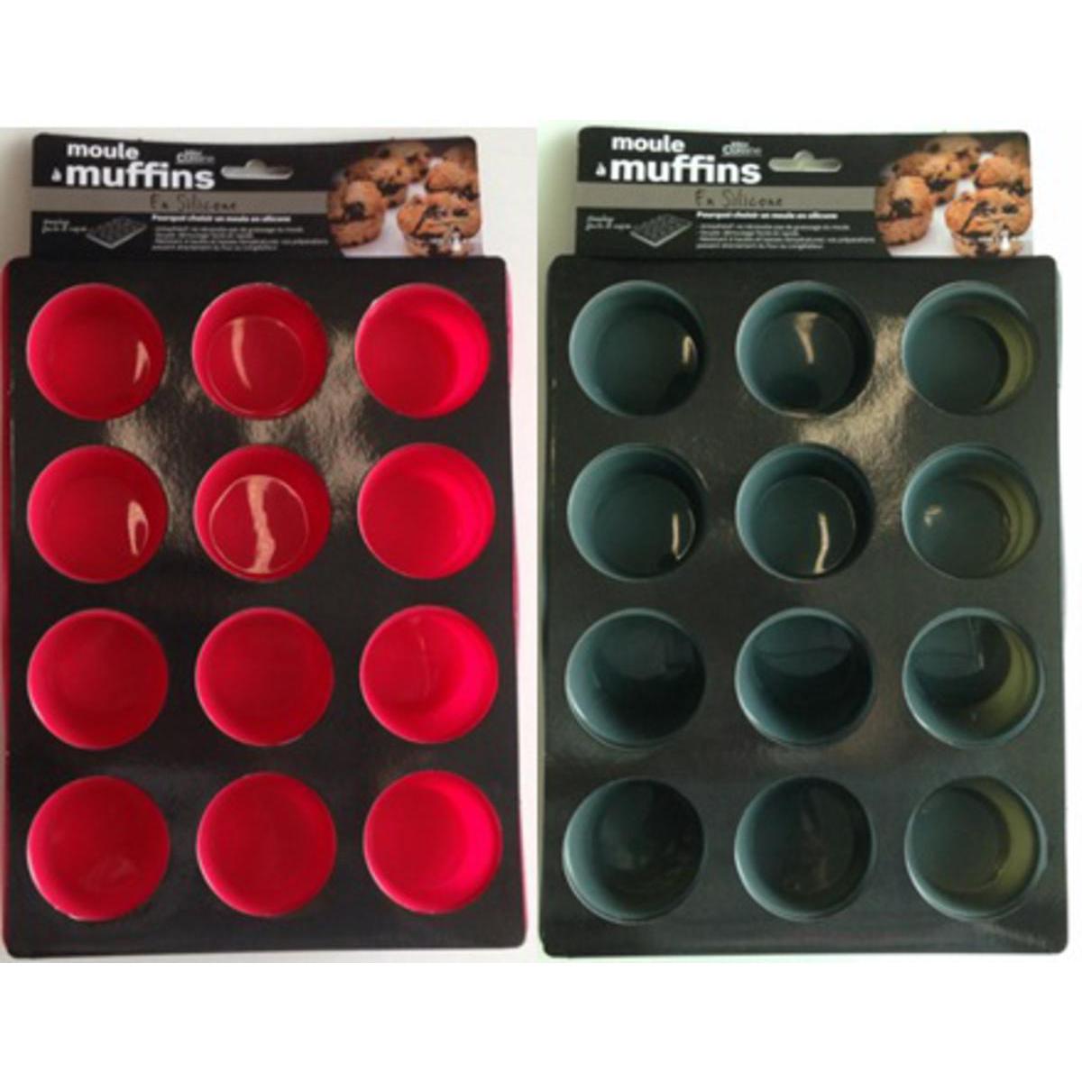 Plaque Muffin Silicone Rose Gris Ustensile Patisserie La Foir Fouille