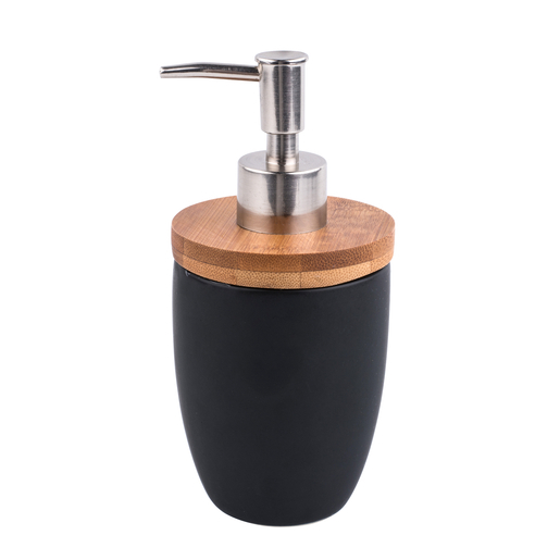 Distributeur De Savon Bambou Noir Accessoires Salle De Bain