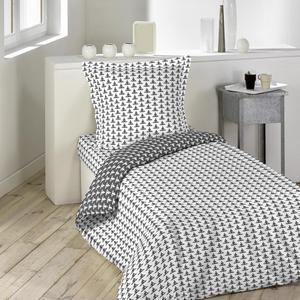 Housse de couette 1 personne - 140 x 200 cm - Blanc et gris