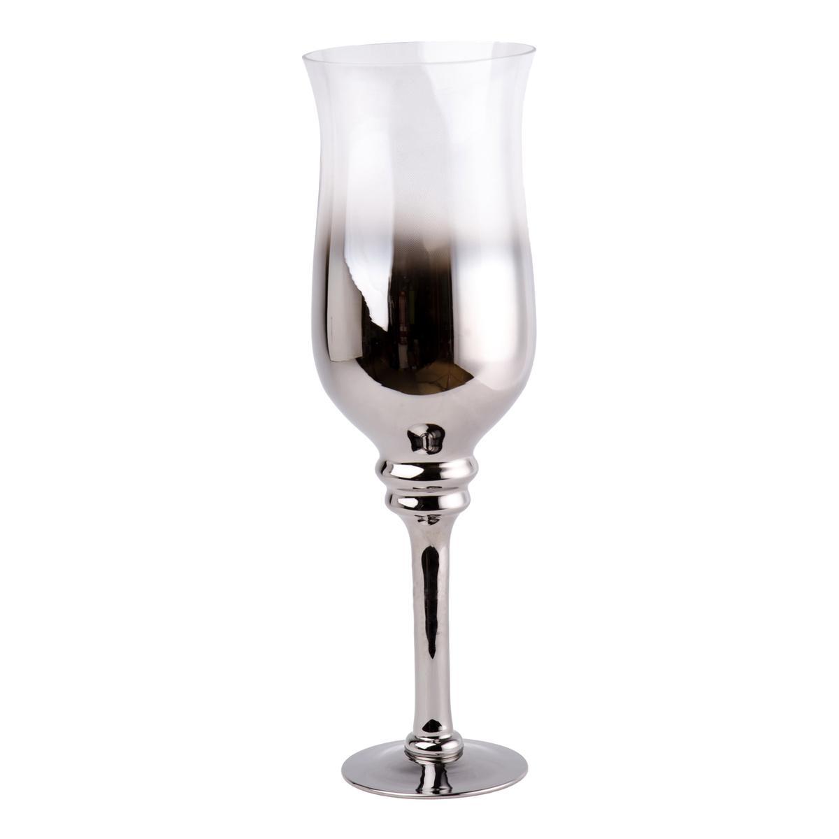Vase forme calice sur pied 16,5 x H 50 cm transparent Vase forme calice sur pied 16,5 x H 50 cm transparent