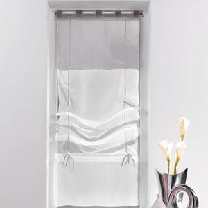 Voile store - 45 x H 180 cm - Blanc et gris