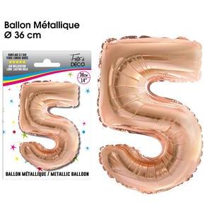 Ballon métallique cuivre chiffre 5