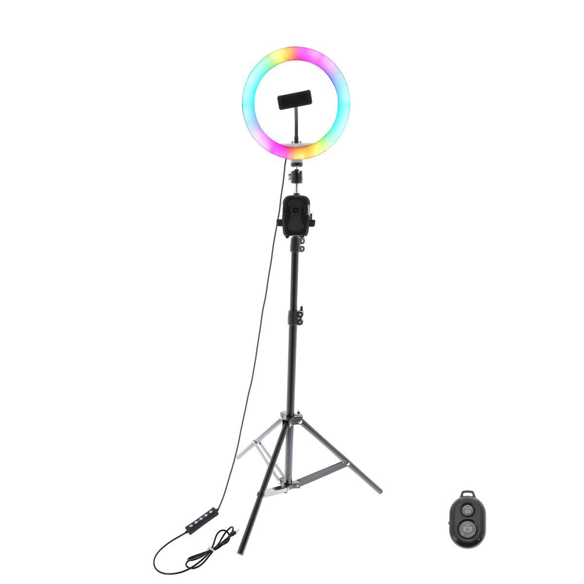 Anneau lumineux RGB pour selfie/ vidéo - H 170 cm - Multicolore