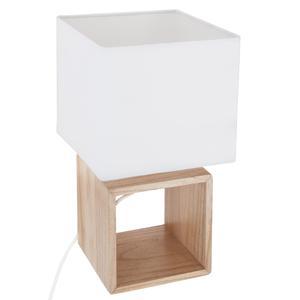 Lampe carrée bois Pojo blanche H 32 cm