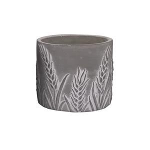 Pot en ciment avec motif épis de blé - ø 10 x H 10 cm - Gris - MOOREA - Différentes tailles