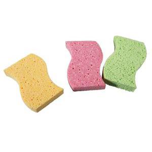 Lot de 3 éponges ergonomiques - Cellulose - 26,5 x 2,6 x 13,5 cm - Beige