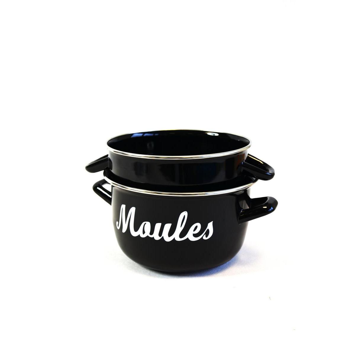 marmite a moules acier emaille noir materiel de cuisine la foir fouille