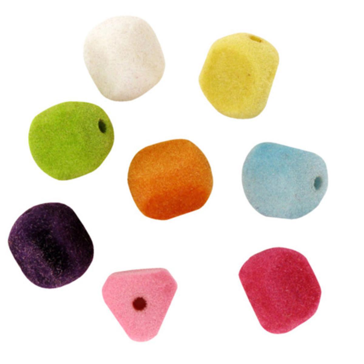 Perles acryliques velours 8 couleurs 35 g - 14 x 16 mm - Multicolore