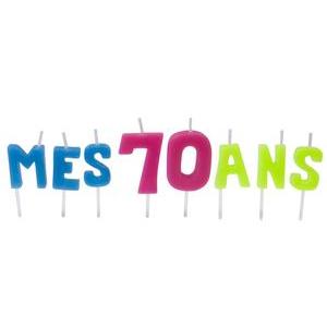 bougies lettres  mes 70 ans sur pique