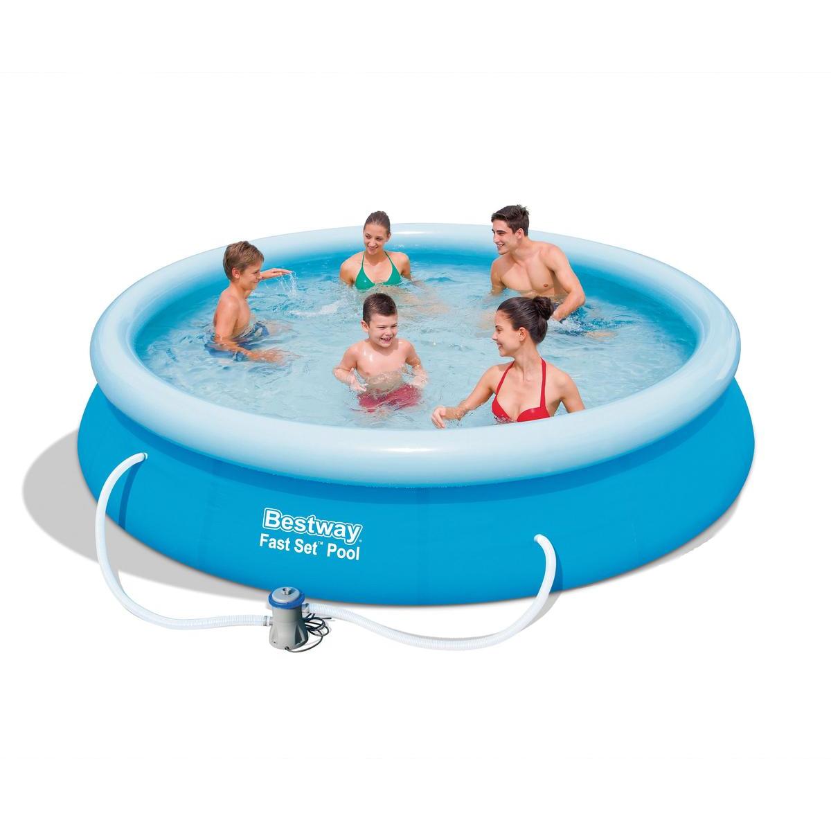 Piscine autoportante + pompe - PVC - Ø 366 x H 76 cm - Bleu Piscine autoportante + pompe - PVC - Ø 366 x H 76 cm - Bleu