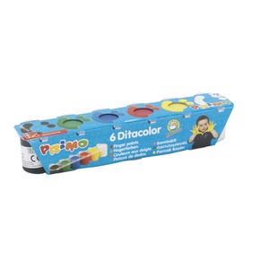 Peinture pour doigts x 6 - Noir, blanc, vert, bleu, rouge, jaune