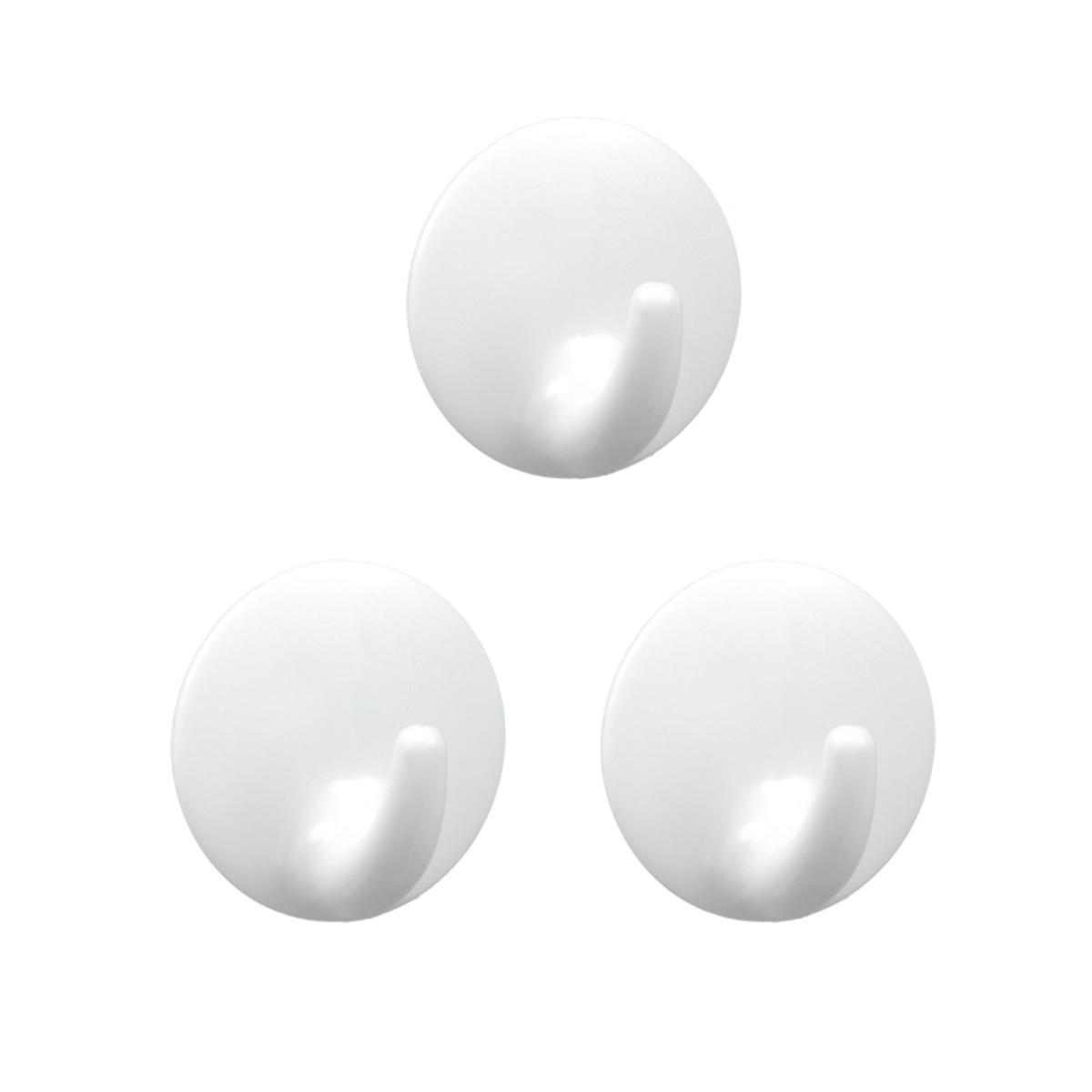 Crochet rond adhésif - Plastique - 16 x 9,5 x 2,2 cm - Blanc Crochet rond adhésif - Plastique - 16 x 9,5 x 2,2 cm - Blanc