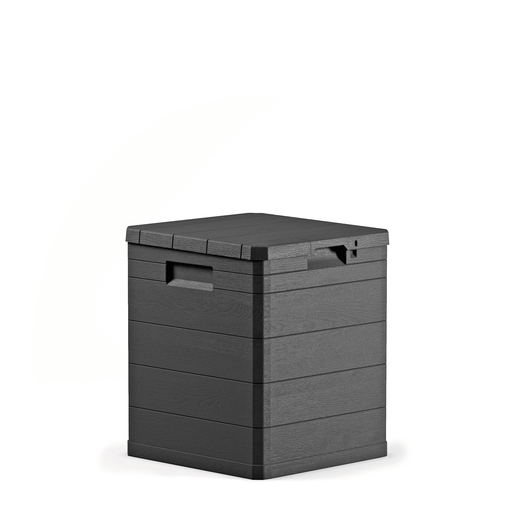 Coffre De Rangement Effet Bois 90 L Gris Plein Air La Foir