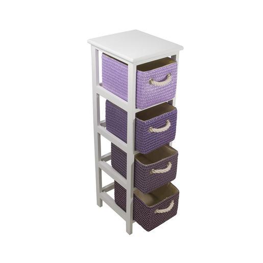 Meuble 4 Paniers Paulownia Violet Accessoires Salle De Bain