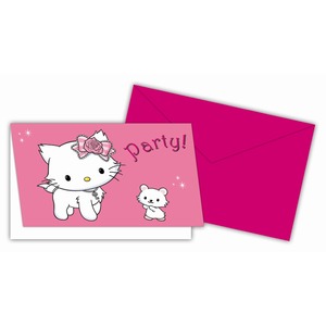 Lot de 6 cartes d'invitation Charmmy Kitty en carton - 11 x 21 cm - Multicolore