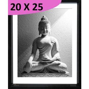 Tableau Bouddha - L 25 x l 20 cm - Noir, blanc - VUE SUR IMAGE